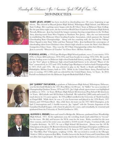 Delaware Afro_American Sports Hall of Fame Class of 2019